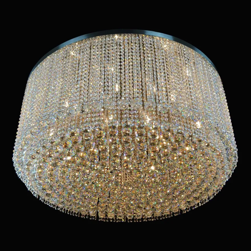 Casa Padrino Luxus Kristall Deckenleuchte Silber Ø 100 x H. 45 cm - Prunkvolle Messing Deckenleuchte mit böhmischem Kristallglas - Barock Möbel - Edel & Prunkvoll