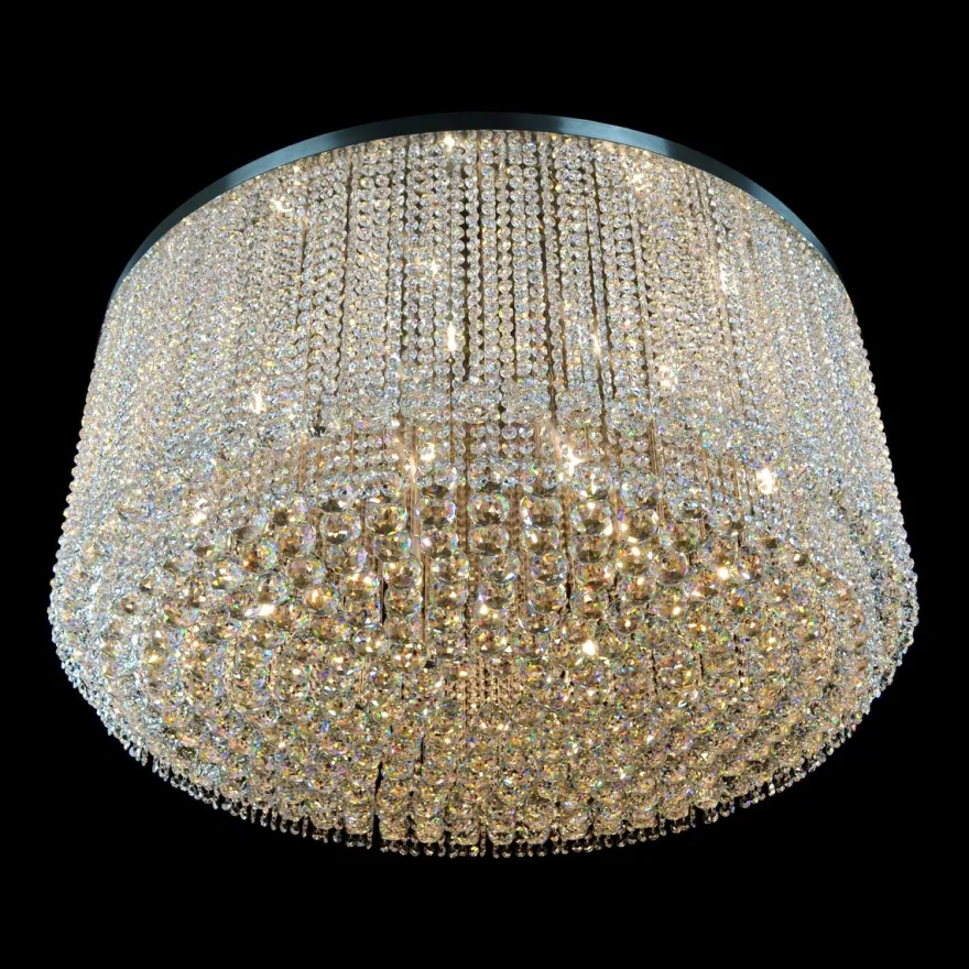 Casa Padrino Luxus Kristall Deckenleuchte Silber Ø 100 x H. 45 cm - Prunkvolle Messing Deckenleuchte mit böhmischem Kristallglas - Barock Möbel - Edel & Prunkvoll