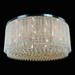 Casa Padrino Luxus Kristall Deckenleuchte Silber Ø 100 x H. 45 cm - Prunkvolle Messing Deckenleuchte mit böhmischem Kristallglas - Barock Möbel - Edel & Prunkvoll