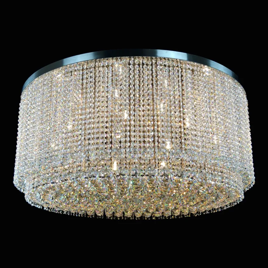 Casa Padrino Luxus Kristall Deckenleuchte Silber Ø 100 x H. 45 cm - Prunkvolle Messing Deckenleuchte mit böhmischem Kristallglas - Barock Möbel - Edel & Prunkvoll