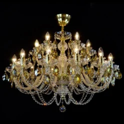 Casa Padrino Luxus Kristall Deckenleuchte Gold Ø 90 x H. 63 cm - Prunkvolle Messing Deckenleuchte mit böhmischem Kristallglas - Barock Möbel - Edel & Prunkvoll