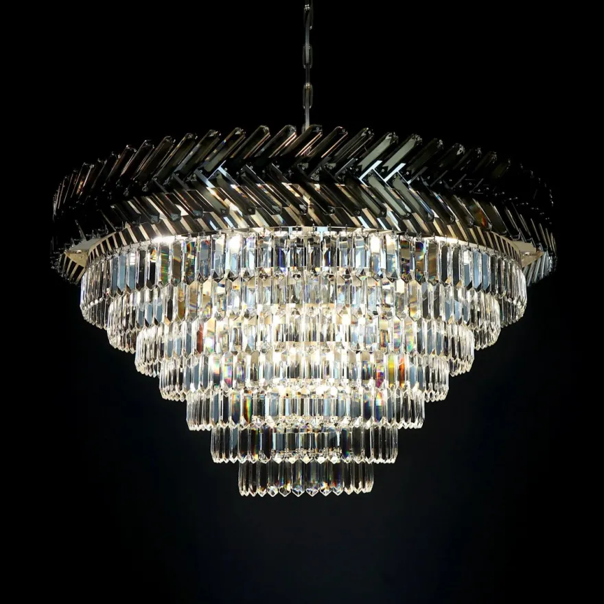 Casa Padrino Luxus Kristall Deckenleuchte Silber Ø 100 x H. 48 cm - Prunkvolle Messing Deckenleuchte mit böhmischem Kristallglas - Barock Möbel - Edel & Prunkvoll