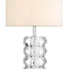 Casa Padrino Luxus Kristallglas Tischleuchte Silber / Weiß Ø 43 x H. 75 cm - Hotel & Restaurant Tischlampe mit Lampenschirm