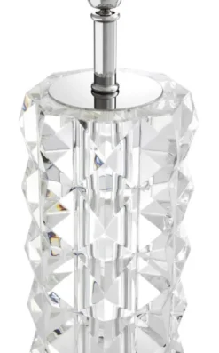 Casa Padrino Luxus Kristallglas Tischleuchte Silber / Weiß Ø 43 x H. 75 cm - Hotel & Restaurant Tischlampe mit Lampenschirm