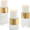Casa Padrino Luxus Kristallglas Kerzenhalter Set Gold - Wohnzimmer Deko