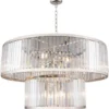 Casa Padrino Luxus Kristallglas Kronleuchter Silber Ø 90 x H. 50 cm - Hotel & Restaurant Kronleuchter - Luxus Qualität