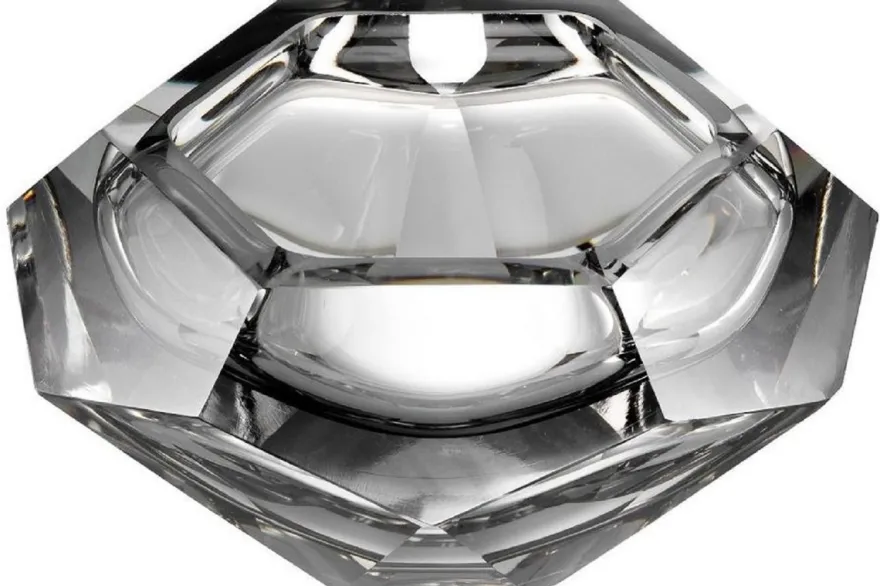 Casa Padrino Luxus Kristallglas Schüssel Grau 20 x 20 x H. 9,5 cm - Sechseckige Deko Schüssel - Luxus Accessoires