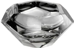 Casa Padrino Luxus Kristallglas Schüssel Grau 20 x 20 x H. 9,5 cm - Sechseckige Deko Schüssel - Luxus Accessoires