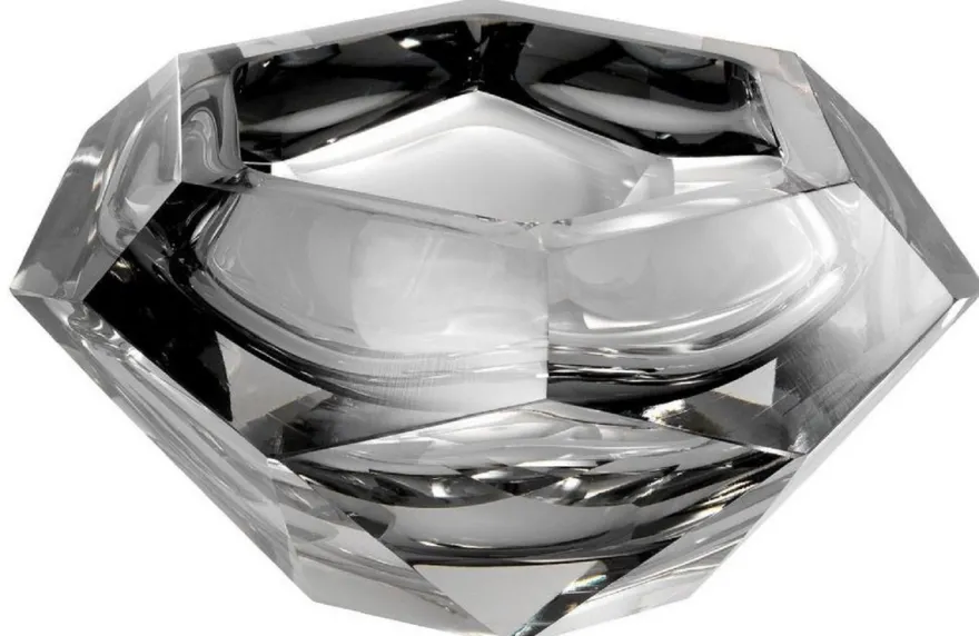 Casa Padrino Luxus Kristallglas Schüssel Grau 20 x 20 x H. 9,5 cm - Sechseckige Deko Schüssel - Luxus Accessoires