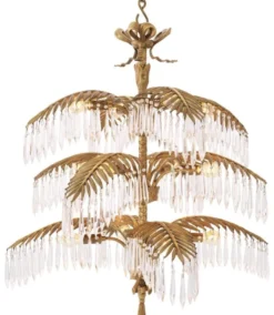 Casa Padrino Luxus Kristallglas Kronleuchter Vintage Messingfarben 80 x 80 x H. 88 cm - Luxus Qualität