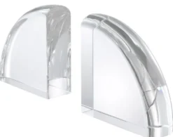 Casa Padrino Luxus Kristallglas Buchstützen Set 22 x 7,5 x H. 22,5 cm - Luxus Deko Accessoires