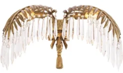 Casa Padrino Luxus Kristallglas Wandleuchte Vintage Messingfarben 45 x 27 x H. 27 cm - Luxus Qualität