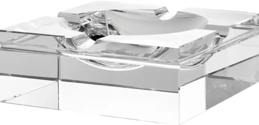 Casa Padrino Luxus Kristallglas Aschenbecher 20 x 20 x H. 7,5 cm - Wohnzimmer Accessoires