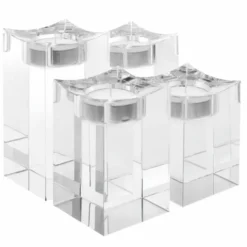 Casa Padrino Luxus Kristallglas Teelichthalter Set - Deko Accessoires
