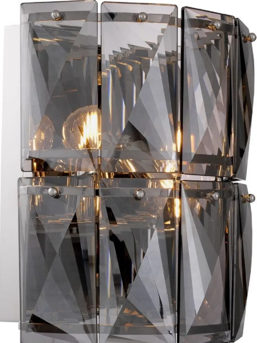 Casa Padrino Luxus Kristallglas Wandleuchte Grau / Silber 31 x 18 x H. 31 cm - Luxus Kollektion