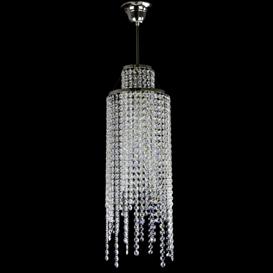 Casa Padrino Luxus Kristall Hängeleuchte Silber Ø 20 x H. 62 cm - Prunkvolle Messing Hängeleuchte mit böhmischem Kristallglas - Barock Möbel - Edel & Prunkvoll