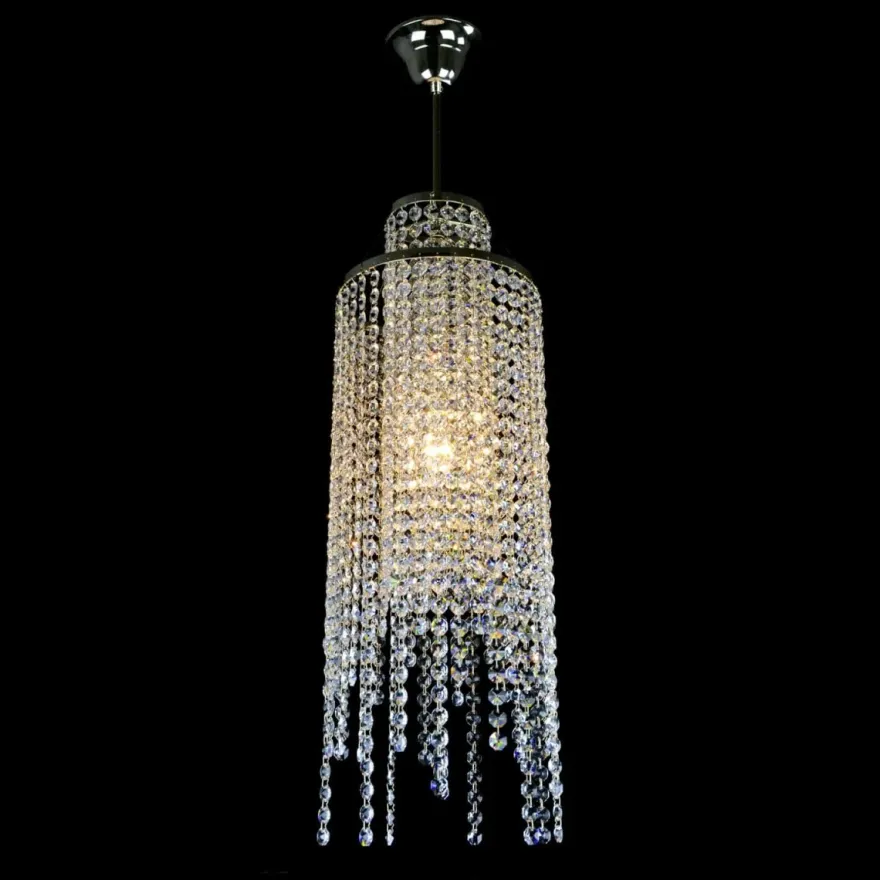 Casa Padrino Luxus Kristall Hängeleuchte Silber Ø 20 x H. 62 cm - Prunkvolle Messing Hängeleuchte mit böhmischem Kristallglas - Barock Möbel - Edel & Prunkvoll