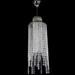 Casa Padrino Luxus Kristall Hängeleuchte Silber Ø 20 x H. 62 cm - Prunkvolle Messing Hängeleuchte mit böhmischem Kristallglas - Barock Möbel - Edel & Prunkvoll