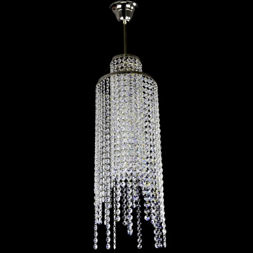 Casa Padrino Luxus Kristall Hängeleuchte Silber Ø 20 x H. 62 cm - Prunkvolle Messing Hängeleuchte mit böhmischem Kristallglas - Barock Möbel - Edel & Prunkvoll