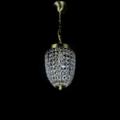 Casa Padrino Luxus Kristall Hängeleuchte Gold Ø 15 x H. 20 cm - Prunkvolle Messing Hängeleuchte mit böhmischem Kristallglas - Barock Möbel - Edel & Prunkvoll