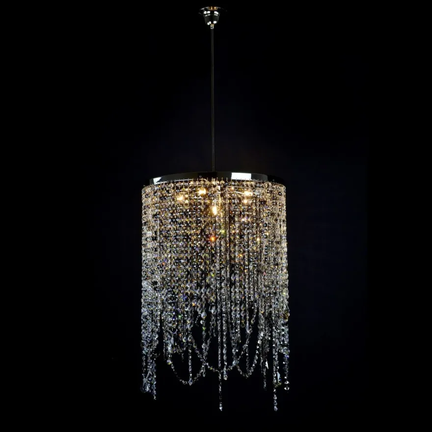 Casa Padrino Luxus Kristall Hängeleuchte Silber Ø 50 x H. 75 cm - Prunkvolle Messing Hängeleuchte mit böhmischem Kristallglas - Barock Möbel - Edel & Prunkvoll