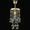 Casa Padrino Luxus Kristall Hängeleuchte Gold Ø 15 x H. 25 cm - Prunkvolle Messing Hängeleuchte mit böhmischem Kristallglas - Barock Möbel - Edel & Prunkvoll
