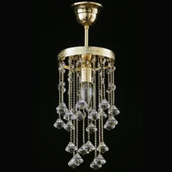 Casa Padrino Luxus Kristall Hängeleuchte Gold Ø 15 x H. 25 cm - Prunkvolle Messing Hängeleuchte mit böhmischem Kristallglas - Barock Möbel - Edel & Prunkvoll