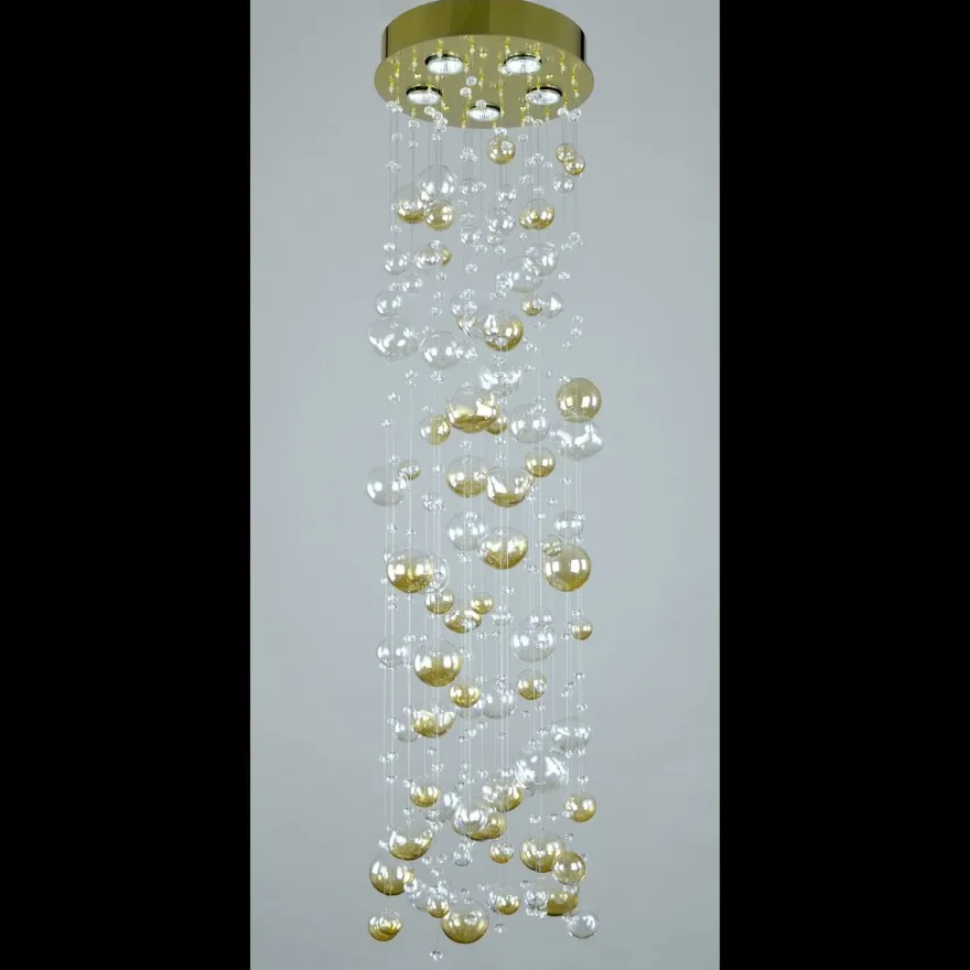 Casa Padrino Luxus Kristall Kronleuchter Gold Ø 30 x H. 120 cm - Prunkvolle Messing Kronleuchter mit böhmischem Kristallglas - Barock Möbel - Edel & Prunkvoll