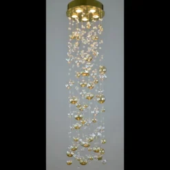 Casa Padrino Luxus Kristall Kronleuchter Gold Ø 30 x H. 120 cm - Prunkvolle Messing Kronleuchter mit böhmischem Kristallglas - Barock Möbel - Edel & Prunkvoll