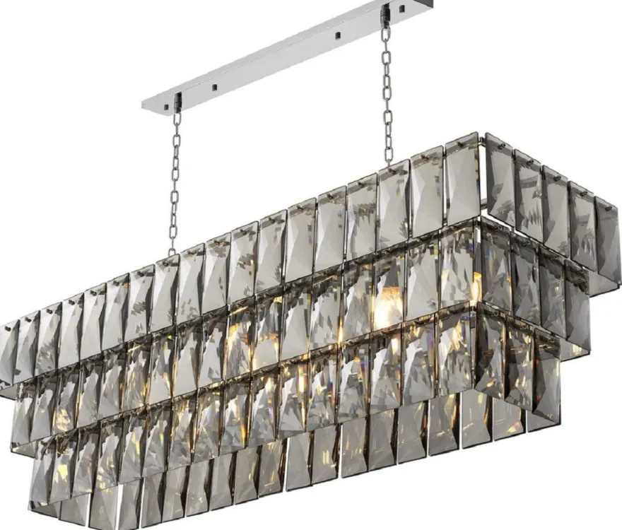 Casa Padrino Luxus Kristall Kronleuchter Silber / Grau 140 x 41 x H. 45,5 cm - Luxus Hotel & Restaurant Kronleuchter - Luxus Qualität