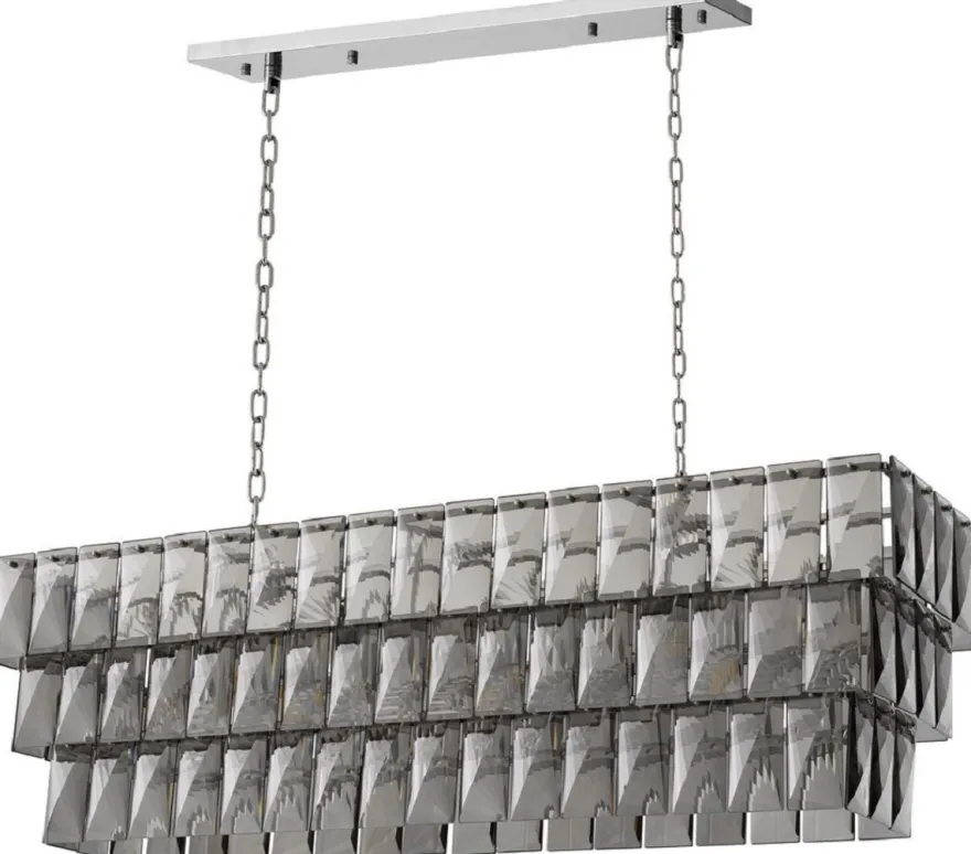 Casa Padrino Luxus Kristall Kronleuchter Silber / Grau 140 x 41 x H. 45,5 cm - Luxus Hotel & Restaurant Kronleuchter - Luxus Qualität