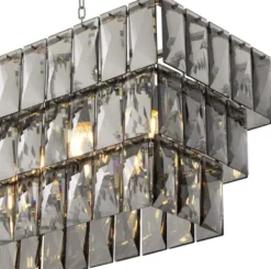 Casa Padrino Luxus Kristall Kronleuchter Silber / Grau 140 x 41 x H. 45,5 cm - Luxus Hotel & Restaurant Kronleuchter - Luxus Qualität