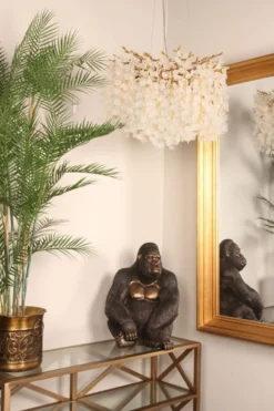 Casa Padrino Luxus Kristall Kronleuchter Gold Ø 60 x H. 30 cm - Runde Hängeleuchte im Ast Design