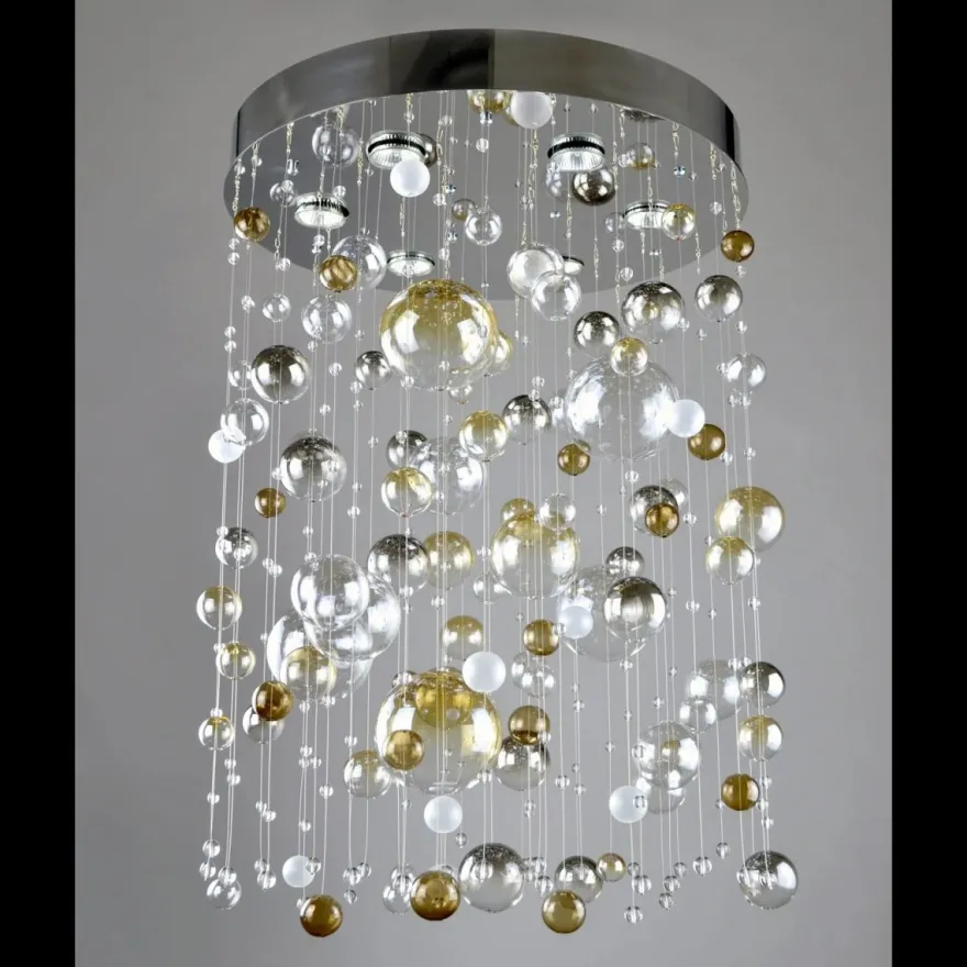 Casa Padrino Luxus Kristall Kronleuchter Silber Ø 50 x H. 50 cm - Prunkvolle Messing Kronleuchter mit böhmischem Kristallglas - Barock Möbel - Edel & Prunkvoll