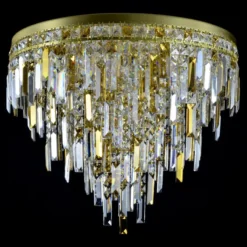 Casa Padrino Luxus Kristall Kronleuchter Gold Ø 70 x H. 60 cm - Prunkvolle Messing Kronleuchter mit böhmischem Kristallglas - Barock Möbel - Edel & Prunkvoll