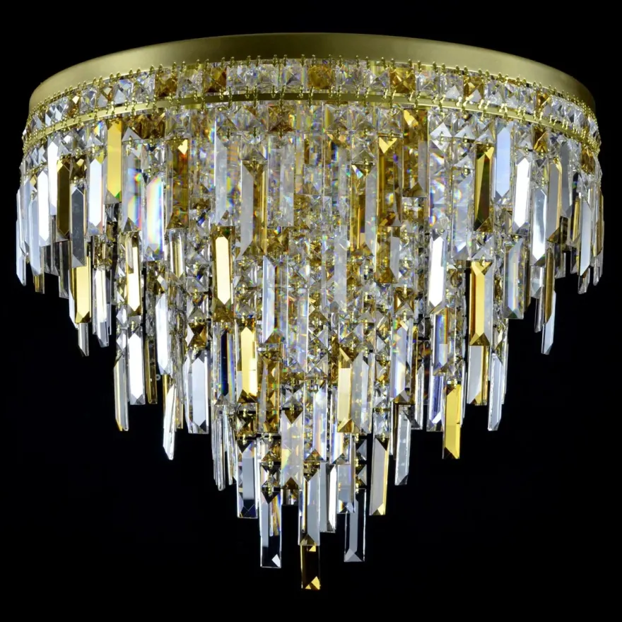Casa Padrino Luxus Kristall Kronleuchter Gold Ø 70 x H. 60 cm - Prunkvolle Messing Kronleuchter mit böhmischem Kristallglas - Barock Möbel - Edel & Prunkvoll