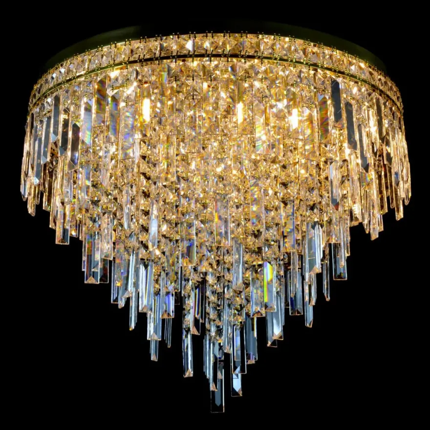 Casa Padrino Luxus Kristall Kronleuchter Gold Ø 70 x H. 60 cm - Prunkvolle Messing Kronleuchter mit böhmischem Kristallglas - Barock Möbel - Edel & Prunkvoll