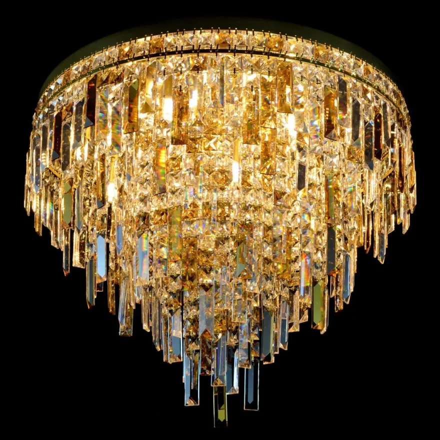 Casa Padrino Luxus Kristall Kronleuchter Gold Ø 70 x H. 60 cm - Prunkvolle Messing Kronleuchter mit böhmischem Kristallglas - Barock Möbel - Edel & Prunkvoll
