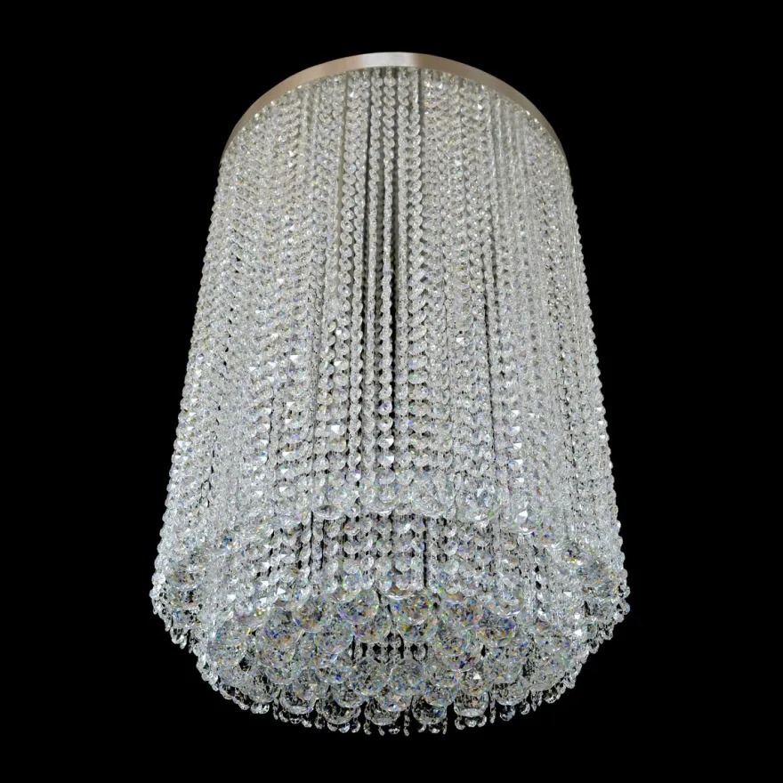 Casa Padrino Luxus Kristall Kronleuchter Silber Ø 50 x H. 70 cm - Prunkvolle Messing Kronleuchter mit böhmischem Kristallglas - Barock Möbel - Edel & Prunkvoll