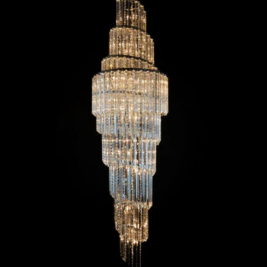 Casa Padrino Luxus Kristall Kronleuchter Silber Ø 55 x H. 220 cm - Prunkvolle Messing Kronleuchter mit böhmischem Kristallglas - Barock Möbel - Edel & Prunkvoll