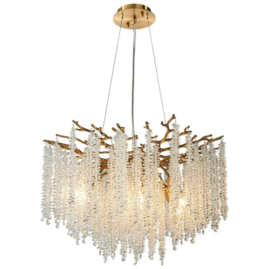 Casa Padrino Luxus Kristall Kronleuchter Gold Ø 60 x H. 40 cm - Hängeleuchte mit Kristallkaskaden