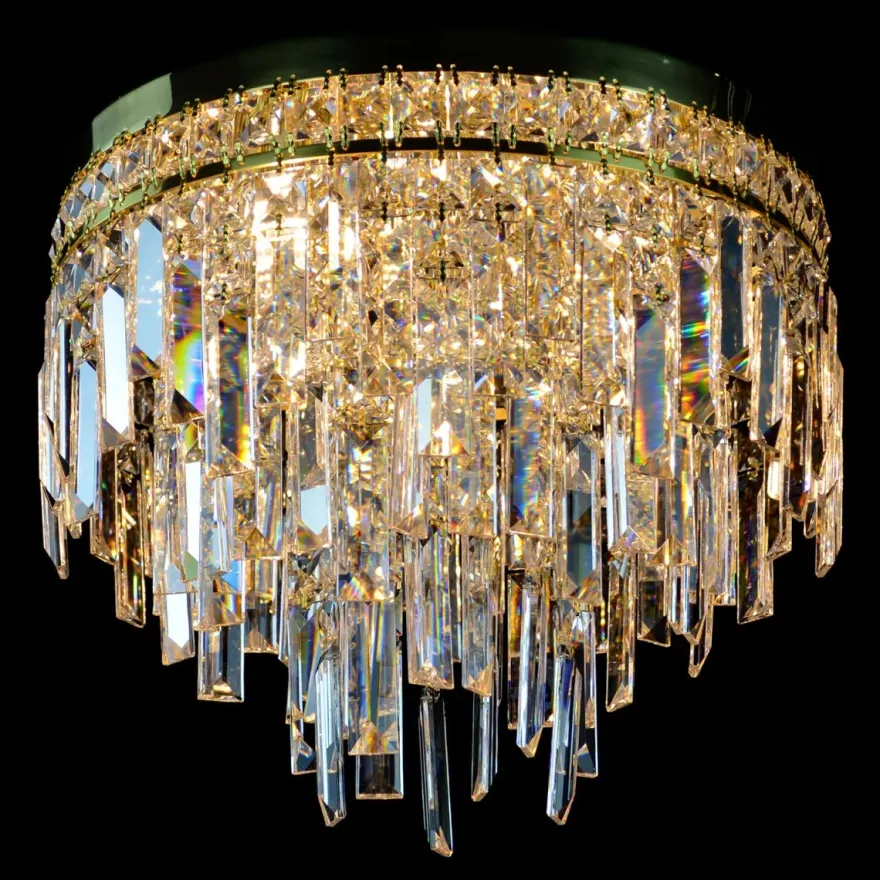 Casa Padrino Luxus Kristall Kronleuchter Gold Ø 35 x H. 30 cm - Prunkvolle Messing Kronleuchter mit böhmischem Kristallglas - Barock Möbel - Edel & Prunkvoll