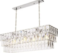 Casa Padrino Luxus Kristall Kronleuchter Silber 140 x 41 x H. 45,5 cm - Luxus Hotel & Restaurant Kronleuchter - Luxus Qualität