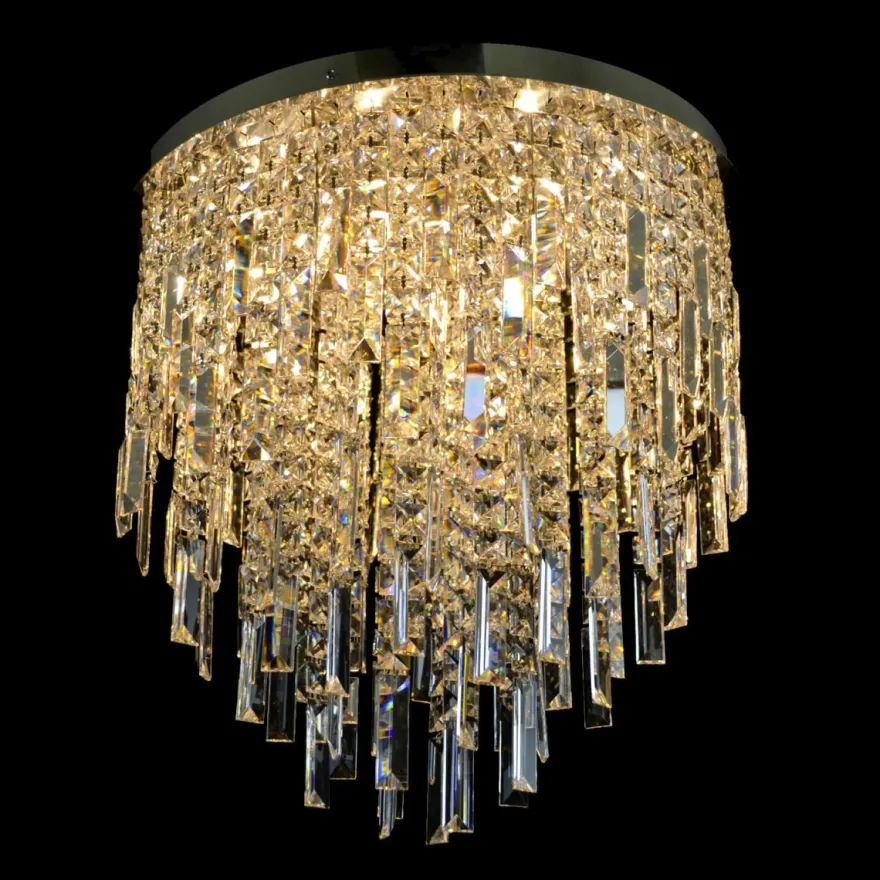 Casa Padrino Luxus Kristall Kronleuchter Silber Ø 50 x H. 50 cm - Prunkvolle Messing Kronleuchter mit böhmischem Kristallglas - Barock Möbel - Edel & Prunkvoll
