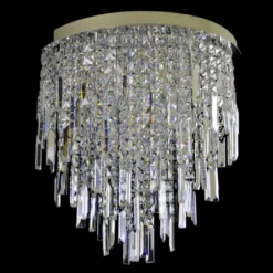 Casa Padrino Luxus Kristall Kronleuchter Silber Ø 50 x H. 50 cm - Prunkvolle Messing Kronleuchter mit böhmischem Kristallglas - Barock Möbel - Edel & Prunkvoll