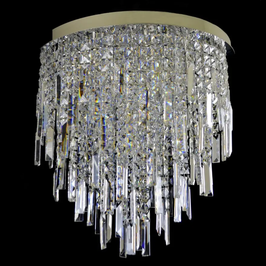 Casa Padrino Luxus Kristall Kronleuchter Silber Ø 50 x H. 50 cm - Prunkvolle Messing Kronleuchter mit böhmischem Kristallglas - Barock Möbel - Edel & Prunkvoll