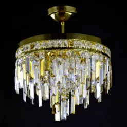 Casa Padrino Luxus Kristall Kronleuchter Gold Ø 40 x H. 30 cm - Prunkvolle Messing Kronleuchter mit böhmischem Kristallglas - Barock Möbel - Edel & Prunkvoll