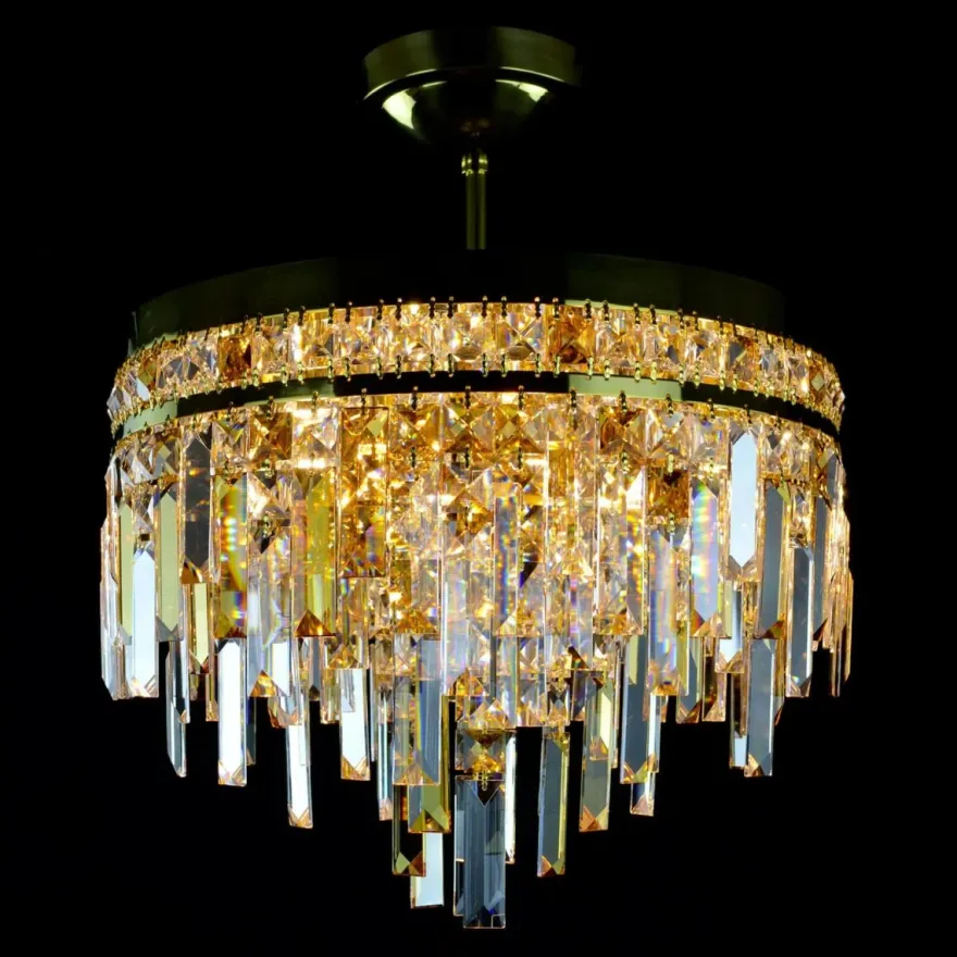 Casa Padrino Luxus Kristall Kronleuchter Gold Ø 40 x H. 30 cm - Prunkvolle Messing Kronleuchter mit böhmischem Kristallglas - Barock Möbel - Edel & Prunkvoll