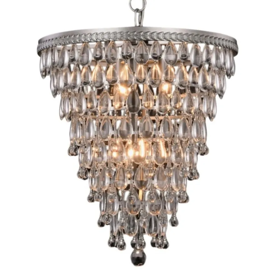 Casa Padrino Luxus Kristall Kronleuchter Silber Ø 46 x H. 50 cm - Kegelförmiger Kronleuchter mit 5 Etagen