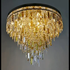 Casa Padrino Luxus Kristall Kronleuchter Gold Ø 70 x H. 60 cm - Prunkvolle Messing Kronleuchter mit böhmischem Kristallglas - Barock Möbel - Edel & Prunkvoll